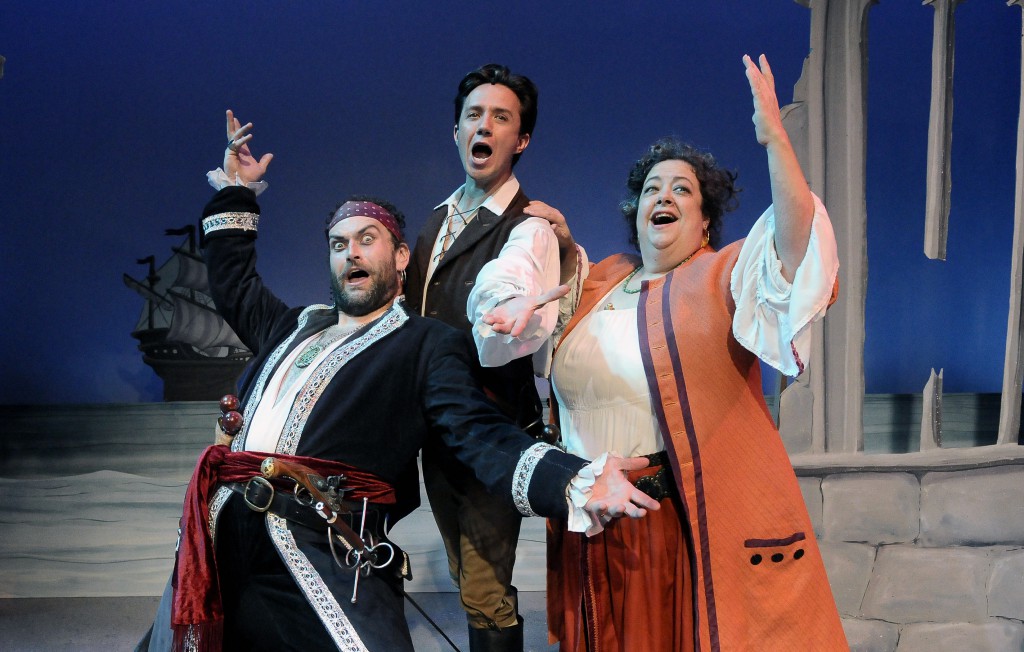 Michael RJ Campbell as The Pirate King, Zak Edwards as Frederic, & Martha Omiyo Kight as Ruth